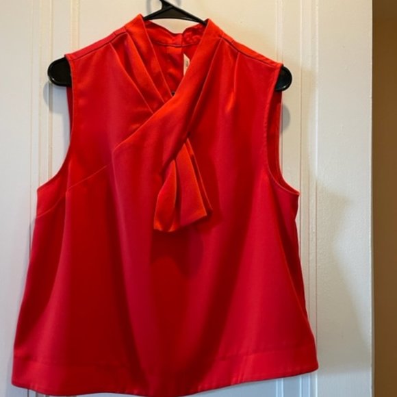 Rachel Rachel Roy Red Sleeveless Bow Pleated Top Size L - Picture 4 of 5